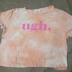 🔴5/$18 Daisy Orange and Pink Crop Top with Tie-Dye Effect